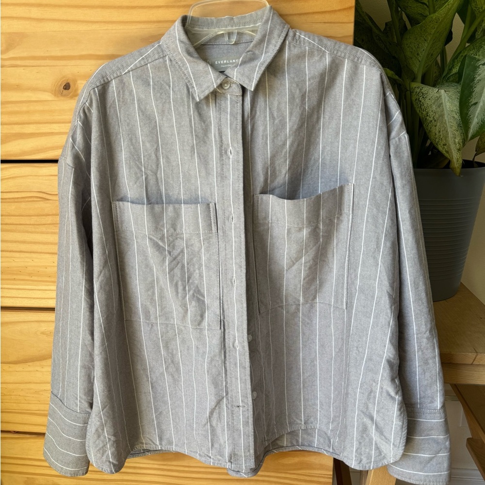 Everlane The Boxy Oxford Striped Button Down with Pockets
